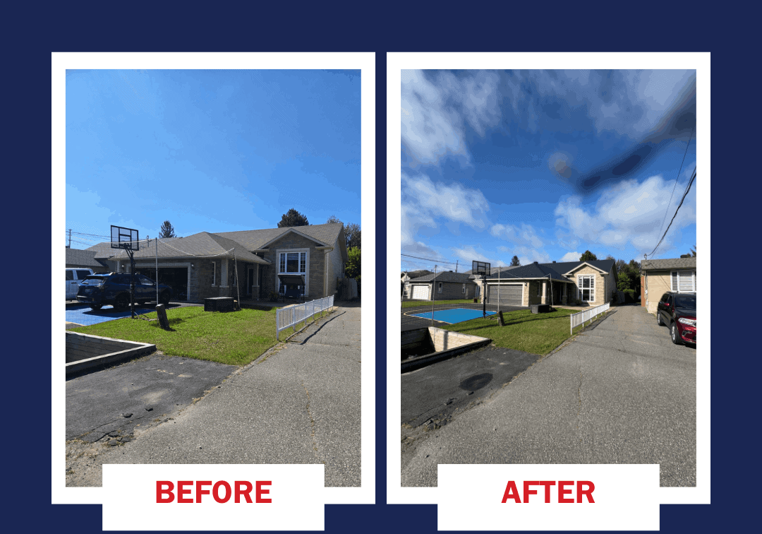 Side-by-side images of a roof before and after a Roof Pro Plus metal roosf installation, demonstrating effective restoration and aesthetic upgrade.