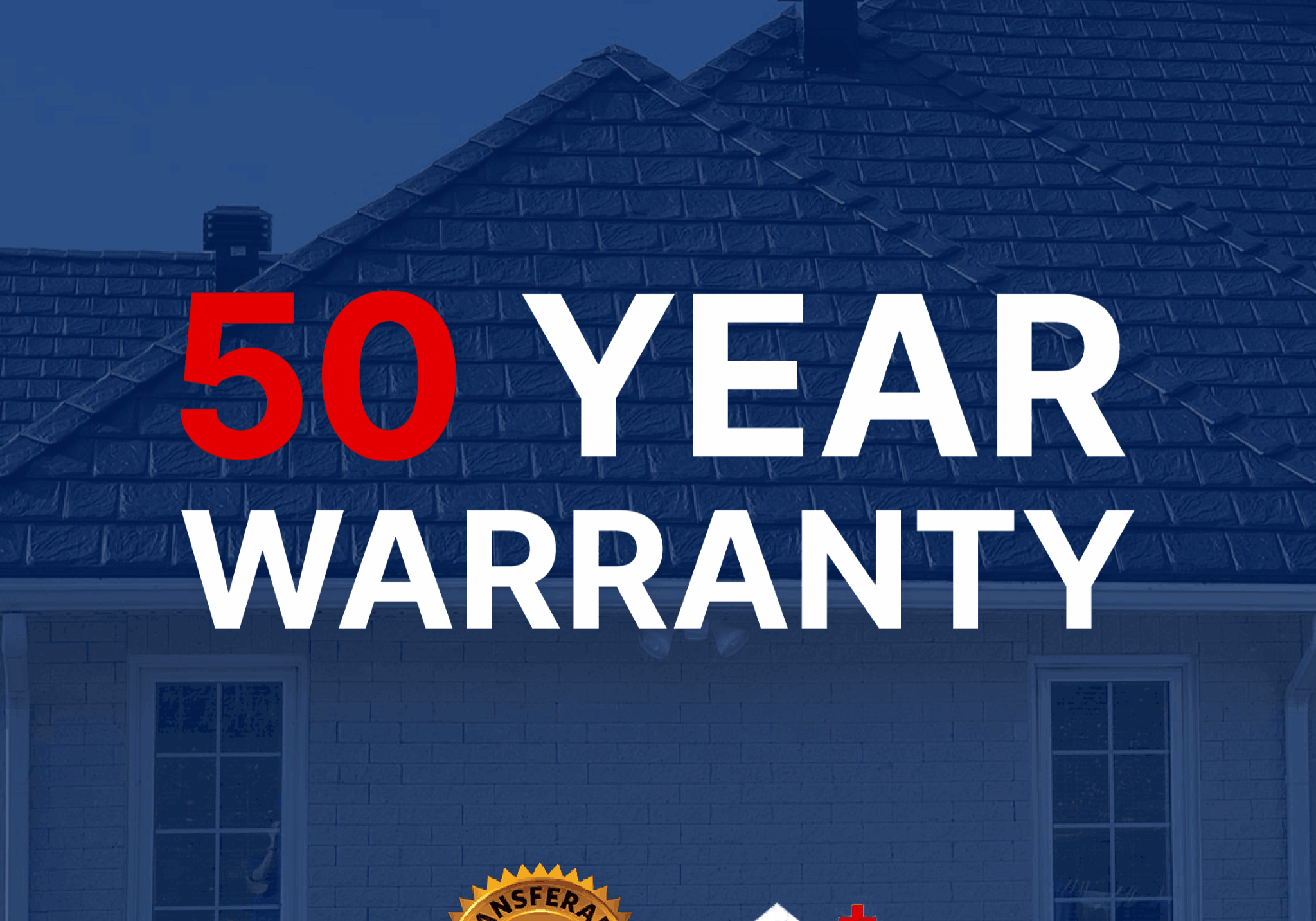 50 year non-prorated warranty callout with Roof Pros Plus