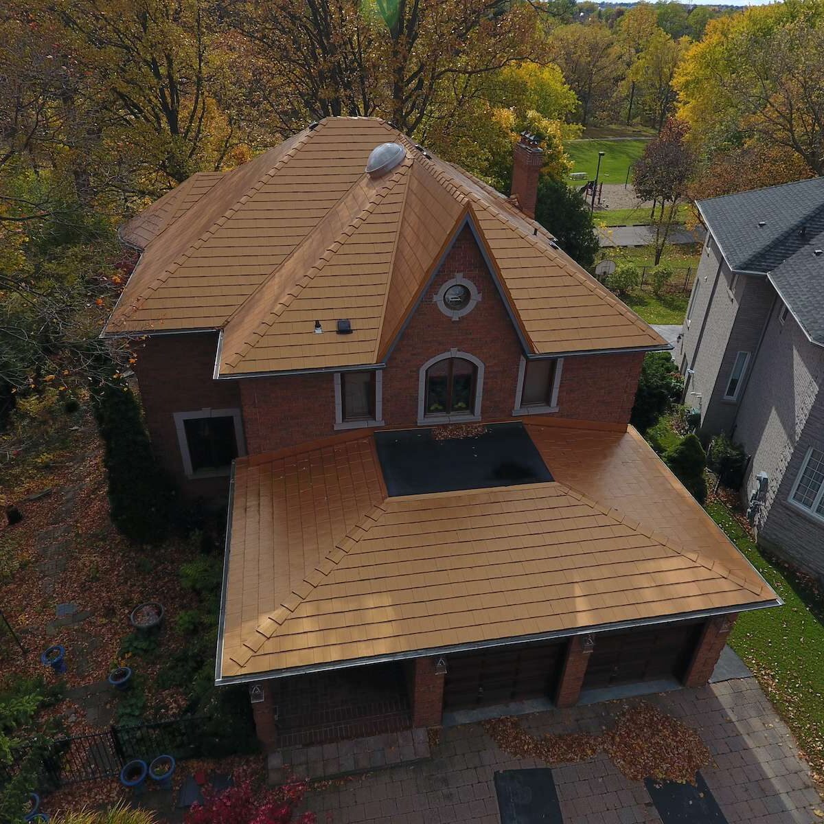 metal roof finished project in copper colour