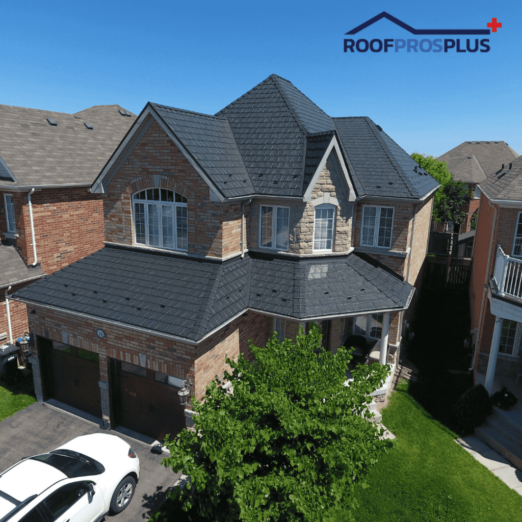 Beautiful stone house with a newly installed metal roof