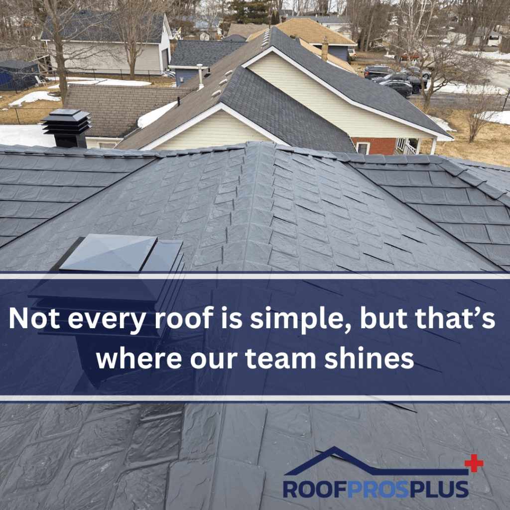 birds eye view of metal roofing system in Ontario
